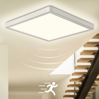 Oraymin Deckenleuchten LED Deckenleuchte mit Radar Bewegungsmelder, 18W 1800LM 4000K Lampe, LED fest integriert, 4000K Neutralweiß, IP44 LED Deckenlampe Flach