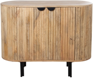 DRW Konsole für Eingangsbereich mit 2 Türen mit Zeichnungen aus Naturholz, 100 x 40 x 80 cm