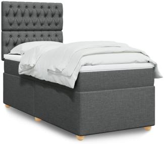 vidaXL Boxspringbett mit Matratze Dunkelgrau 90x200 cm Stoff 3293471