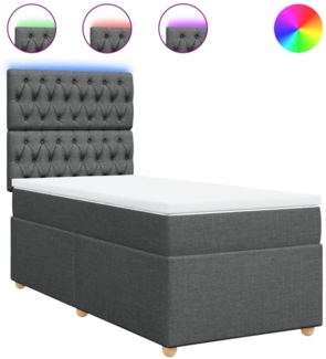 vidaXL Boxspringbett mit Matratze Dunkelgrau 90x200 cm Stoff 3293471