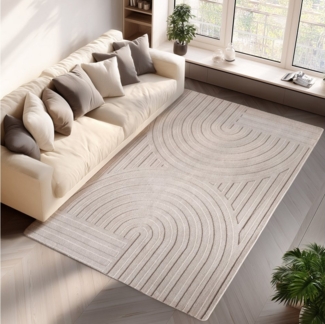 Jimri Teppich COSY - Skandinavischer Boho Geometrisch Modernerteppich Unifarben, Rechteckig, Höhe: 12 mm, Hoch-Tief-Effekt, Kurzflor