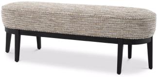 Casa Padrino Luxus Sitzbank Beige / Schwarz 132 x 45 x H. 47 cm - Gepolsterte Wohnzimmer Bank - Wohnzimmer Möbel - Hotel Möbel - Luxus Kollektion