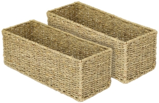 HMF Aufbewahrungskorb Nachhaltiger Aufbewahrungskorb Badezimmer 2er Set, Korb geflochten aus Seegras, 38 x 15 x 14 cm