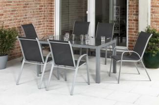 Merxx Sorrento Set 7tlg. 6 Stapelsessel 1 Tisch 150x90 cm, moderne Optik, grau