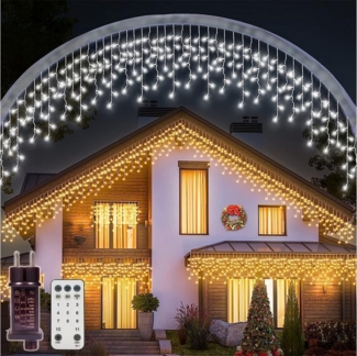 XERSEK LED-Lichterkette Dimmbar Bunt + Warmweiß 10 Modi Weihnachten Lichtervorhang mit Stecker