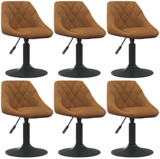 vidaXL Esszimmerstühle 6 Stk. Drehbar Braun Samt 3088800
