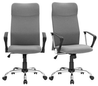 Songmics 2x Schreibtischstuhl, neigbar, Stoffbezug grau, max. 120 kg