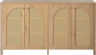 Flieks Sideboard (1 St, 145x40x80 cm), Anrichte mit 4 Rattantür Wohnzimmerschrank Kommode