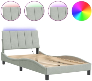vidaXL Bettgestell mit LED ohne Matratze "Hanko" Hellgrau 100x200 cm Samt 3213763