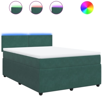 vidaXL Boxspringbett mit Matratze Dunkelgrün 140x200 cm Samt 3290055