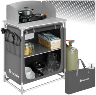tectake Campingtisch Campingküche Premium mit 2 Fächern (1-St, 1 tlg), Sehr kompakt zerlegbar