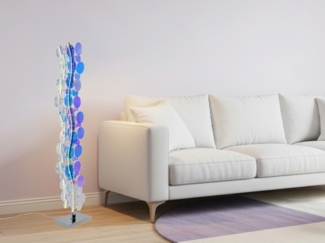 Kleine LED Stehleuchte PULSE aus irisierendem Kunststoff, Höhe 119cm