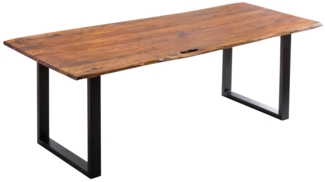 Esszimmer Tisch Industrial Baumtisch massive Akazie Kufengestell nougat 220x100 schwarz Laurina 526233