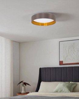 my home LED Deckenleuchte Juria, CCT - über Fernbedienung, LED fest integriert, Neutralweiß, Warmweiß, Deckenlampe Ø38 x H9 cm mit Textil-/Stoffschirm, CCT, Fernbedienung