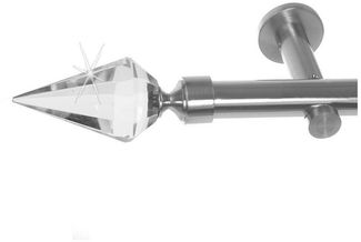 BASIT Gardinenstange Edelstahloptik 20mm mit Wandträgern 120 cm E37, Ø 20 mm, 1-läufig, verschraubt, Metall, H31 120 cm E37 Spitze Kristall
