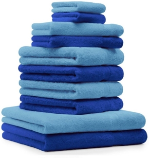 Betz Handtuch Set 10-TLG. Handtuch-Set Premium Farbe Royalblau & Hellblau, 100% Baumwolle, (10-tlg)