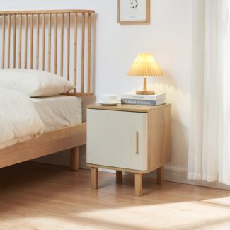 Nachtschrank Ferrersp mit Tür 50x40x40 cm Eicheoptik/Sandfarben [en. casa]