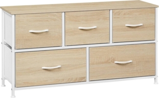 Woltu Kommode, aus Metallrahmen Holzwerkstoff, mit 5 Schubladen aus Stoff