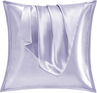 Satin Kissenbezug 80x80 2er Set Violett Weich Seidenkissenbezug Curly Haar