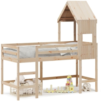 vidaXL Hochbett mit Leiter und Dach 90x190 cm Massivholz Kiefer 3282032