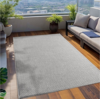 Teppium Teppich Einfarbiger Geflochtener Teppich, Rechteckig, Höhe: 5 mm, Indoor Outdoor Teppich Wetterfest 3D Optik Wohnzimmer Küchen Terrasse