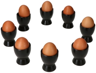 MamboCat Eierbecher 8x Nero Eierbecher schwarz Steingut Frühstück Brunch Buffet