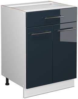 Küchenunterschrank Fame-Line Dunkelblau Hochglanz 60 cm mit Schublade, ohne Arbeitsplatte Vicco