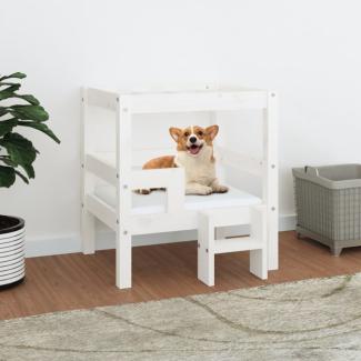 vidaXL Hundebett 55,5 x 53,5 x 60 cm Massivholz Kiefer, Weiß