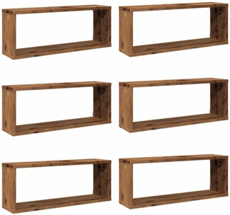 vidaXL Würfel-Wandregale 6 Stk. Altholz-Optik 60x15x23 Holzwerkstoff 856588
