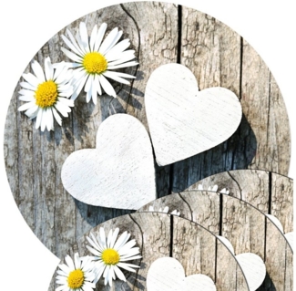 matches21 HOME & HOBBY Platzset Abwaschbare Tischsets 4er Set Gänseblümchen Blumen rund, (4-St), Platzsets als Tisch-Untersetzer und Tisch-Deko für Esstisch Teller