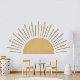 Montegoni Wandtattoo Kinder Boho Sonne Wandsticker (Wandaufkleber Boho Dekor Kinderzimmer), Wanddeko für Mädchenzimmer, Babyzimmer