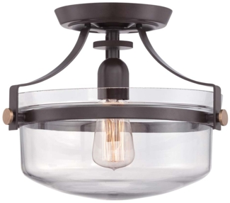 Elstead Lighting Penn Station Deckenleuchte Semi-Flush 1-Light Bronze Glas 33cm E27