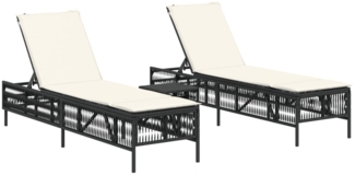 vidaXL Sonnenliegen 2 Stk. mit Tisch Schwarz Poly Rattan 4002746