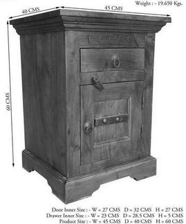 Massivmoebel24 Nachttisch OXFORD (Massivholz, Massivholztisch), Nachttisch Akazie 45 x 40 x 60 nougat lackiert OXFORD #271