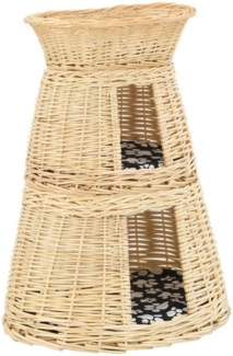 3-tlg. Katzenkorb-Set mit Kissen 47 x 34 x 60 cm Natur Weide