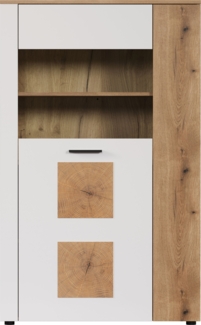 Vitrine Vianna in weiß und Eiche 90 x 146 cm