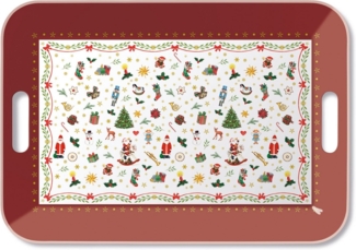 Ambiente® Tablett Ornaments all over, New Bone China, (1-tlg, 1-teilig), Serviertablett Küchentablett mit Griffen 33 x 47 x 2,5 cm aus Melamin