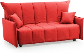 Dmora 2-Sitzer Schlafsofa Alaric, Sofa mit Trolley-Öffnung aus gepolstertem Stoff, Standard-Armlehnen, 100 % Made in Italy, 150 x 90 x 85 cm, Rot