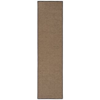 Kadima Design Geometrischer Jute-Teppich mit Naturkautschuk, rutschfester Rücken, hochdichter Teppich - "Carron". Farbe: Braun-Schwarz, 60x230 cm