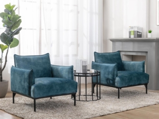 Vente-unique - Sessel - Samt - Dunkelblau - JOEL