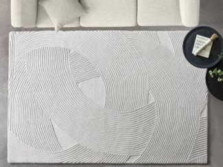 Vente-unique - Teppich - Relief-Optik - 100 % Wolle - handgefertigt - 160 x 230 cm - 2200 g/m2 - Elfenbeinfarben - BASSAM