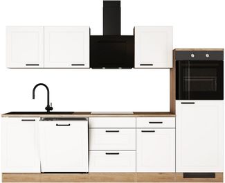 Flex-Well Küche ROMEO & JULIA, im Landhaus-Stil, Breite 280 cm, wahlweise mit E-Geräten und Spüle in edelstahl oder schwarz