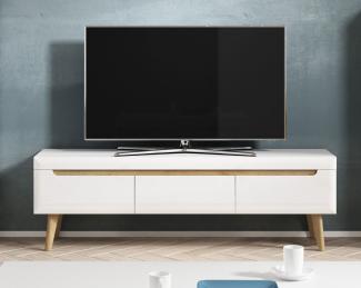 Lowboard Nordi TV-Unterschrank 160cm weiß Hg riviera eiche MDF grifflos