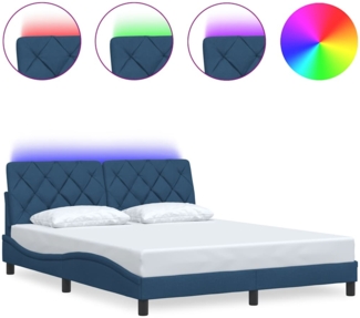 vidaXL Bettgestell mit LED ohne Matratze Blau 160x200 cm Stoff 3310684