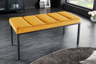 riess-ambiente Sitzbank PETIT BEAUTÉ 80cm senfgelb / schwarz (Einzelartikel, 1-St), Wohnzimmer · Cord · Metall · Flur · Küche · Polster · Schlafzimmer