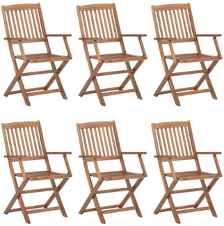 vidaXL Klappbare Gartenstühle 6 Stk. mit Kissen Massivholz Akazie 3074962