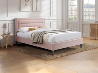 Vente-unique - Bett 120x190 cm mit gepolstertem Kopfteil - Rosa - MACHUPIO