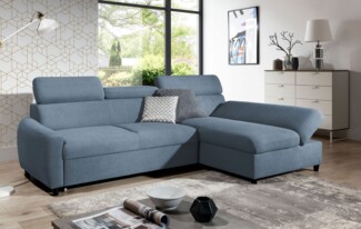 99rooms Litos Ecksofa Velours ESITO Blau Rechts mit