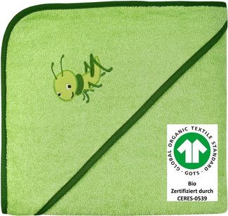 Wörner Kapuzenhandtuch Grashüpfer 100/100, Frottee (1-St), Biobaumwolle, mit Kapuze, maschinenwaschbar, trocknergeeignet