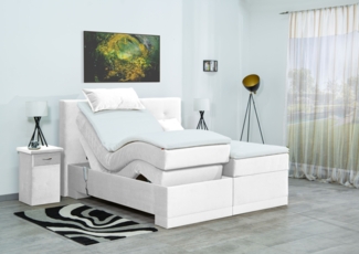 Meisterbetten Boxspringbett Lapi 140x200 in VS-Weiß, Matratzenbezug Nano, Ergoflex-Topper